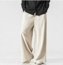 Pantalones sueltos de lino y algodón para hombre Kung Fu Tai Chi moda china pantalones de pierna ancha