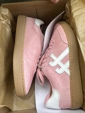 Zapatillas Fitflop The Dash Punta en T Gamuza Rosa Cálido/Blanco Urbano Talla 11 EE. UU.
