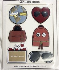 Colección de pegatinas Michael Kors Stick To Glamour 6 piezas pegatinas de cuero varias nuevas