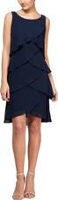 "S.L. Vestido de cóctel Fashions para mujer de gasa en capas, azul marino, 18"
