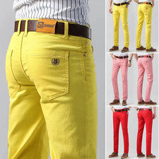 Pantalones de mezclilla ajustados elásticos informales simples informales de moda para hombre talla 28-40