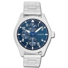 Oozoo reloj de pulsera para hombres plata analógico cd- eyes Timepieces correa de metal UOC11505