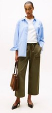 Tommy Hilfiger Pantalones Rectos XS Verde Cintura Elástica Tejido Estilo XE06052