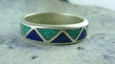 Anillo Chip Inlay Lapislázuli joyería occidental joyería india navajo plata 925