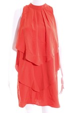 Vestido de verano H&M mujer manga corta plisado elegante naranja neón talla 36
