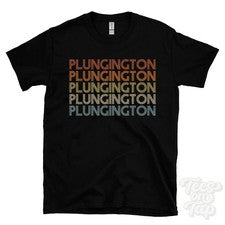 CAMISETA ESTILO RETRO REPETIDO PLUNGINGTON para hombre y mujer Reino Unido top name regalo