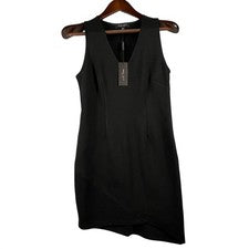 Mujer M Vestido Vaina Cuello en V Asym Mini Pequeño Negro Cóctel Fiesta Romeo Julieta