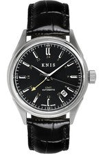 KNIS Classic GMT KN008 BKBKLE automático hecho en Japón esfera negra reloj de...