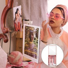 Juego de 5 brochas de maquillaje de belleza facial con espejo para polvo y crema