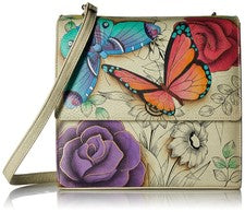 Bandolera organizadora Anna by Anuschka de cuero pintado a mano con solapa para mujer talla única