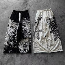Pantalones deportivos informales de gran tamaño de moda para hombre Y2K góticos ropa de calle alta