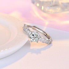 PLATA ESTERLINA BRILLANTE S925 MUJER JOYERÍA REGALO ACCESORIO TACHUELA AJUSTABLE