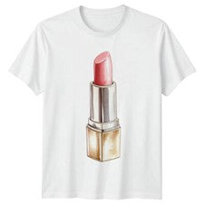 Camiseta rosa lápiz labial maquillaje belleza hombre mujer camiseta gráfica unisex top