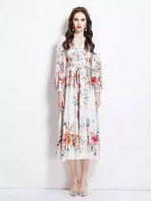 Vestido Mujer Elegante Largo Suave Satén Colorido Beis Moda Gipsy 38309