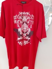 Para Hombres Elegante Rojo Mangas Cortas Cuello Redondo Camisas Colección Pronti Nuevo con Etiquetas Talla XL