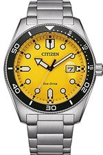 Reloj Citizen Eco-Drive AW1760-81Z esfera amarilla solar para hombre 100M Jap...