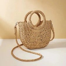¡VENTA FLASH! Bolso de Playa Tejido a Mano de Ratán - Bolso Boho Media Luna | Envío Rápido