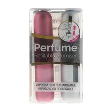 Botellas atomizadoras en spray perfume recargables Pressit 2x 4 ml rosa y plata