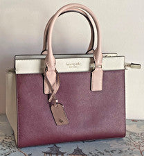 Bolso Cartera Kate Spade Cuero Borgoña Crema Cameron Correa Mediana Nuevo con Etiquetas Precio de venta sugerido por el