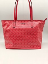 MICHAEL KORS Logo Carter PVC Top Cremallera Mujer Bolso de Mano Grande en Geranio/Rosa