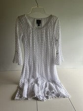 Vestido de encaje forrado blanco con diseño de conejo conejo para mujer talla 10