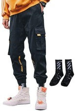 Pantalones cargo Floette de moda para hombre informales hip hop con cordón talla L