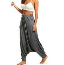 Pantalones hippies holgados entrepierna caída harén pantalones holgados yoga informales para mujer