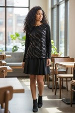 "Vestido de fiesta, fiesta, boda, mujer talla 38 jersey pliegue sótano lentejuelas"
