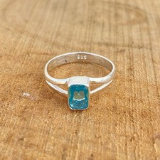 Anillo de topacio azul de plata 925 sólido hecho a mano anillo boho todas las tallas SR782
