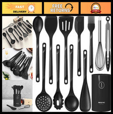 Juego de utensilios de cocina de silicona resistentes al calor - Herramientas de cocina antiadherentes, sin BPA,