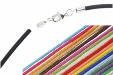 Plata brillante - Collar de cinta de seda Roma 3 mm selección de color - VS184 mosquetón 3