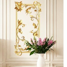 Pegatina de pared PVC diseño flor dorada para decoración moderna del hogar 20x39 cm
