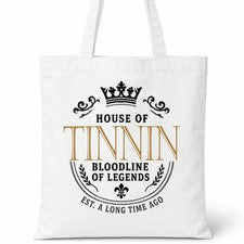 Bolso de Mano TINNIN Family Apellido Casa de Algodón Blanco