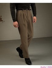 Pantalones de vestir informales versátiles de invierno cálidos de lana gruesos de invierno para hombre