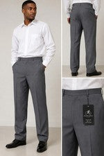 Pantalones de vestir Montique grises para hombre 42W bolsillos delanteros planos de poliéster nuevos con etiquetas