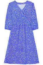Vestido para mujer - Vestido estampado - Mediano - Azul brillante