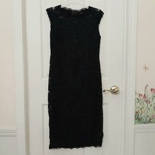 Vestido ajustado de encaje negro elástico Stanzino para mujer talla pequeña NUEVO