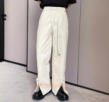 Para hombres Otoño Moda Informal Suelto Imitación Cuero Pantalones Fiesta Punk Rock Pantalones