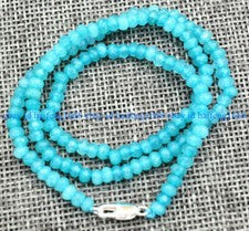 Collar Natural 2x4mm Facetado Azul Jade Rondelle Piedras Preciosas Cuentas