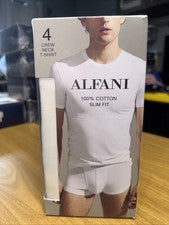 Alfani Hombre 4-Pk. Camisetas interiores ajustadas de algodón liso, Crew, blancas, XXL (HOMBRE1)