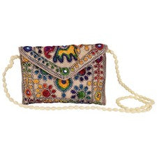Cartera de trabajo con espejo bordado Rajasthani, carteras, bolso de mano par...