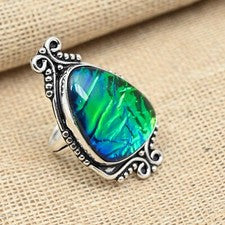 Anillo de plata de ley 925 hecho a mano con piedras preciosas de ópalo triplete verde joyería