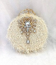Bolso clutch de noche marfil con efecto piel y herrajes dorados para evento formal