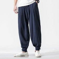 Hombres Pantalones Informales Estilo Chino Pantalones Bloomers Kung Fu Pantalones de Entrenamiento Verano
