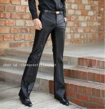 Pantalones de Hombre Años 60 70 Retro Acampanado Formal Pantalón Brillante Sensación Delgado Moda