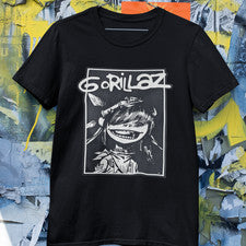 Camiseta Gorillaz Estilo Gráfico Negra Música Alternativa Arte Camiseta Unisex