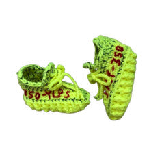 Semi Frozen Amarillo Neón 350 Bebé Zapatilla Crochet Bebé Crochet Zapatos yzy