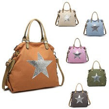 Bolso de hombro grande Shopper Weekender Shining Star bolso mujer dama lona Reino Unido
