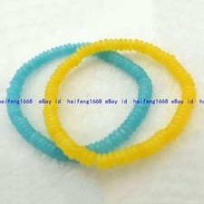 Natürlich 3x8mm Mehrfarbig Edelstein Rondelle Perlen Elastisch Armband 19cm