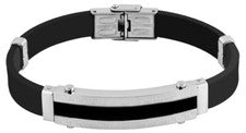 Schmuckarmband Edelstahlelement Kautschuk Unisex schwarz IP Black-Beschichtung